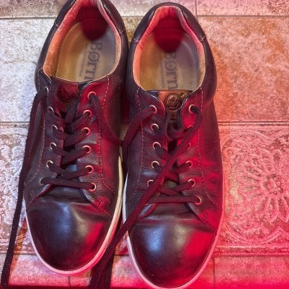 Born Allegheny Shoes Mens Size 8 US Black Leather Low Top LaceUp Casual Sneakers